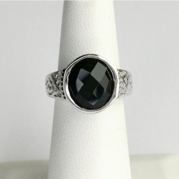New Sterling silver round Black Onyx ring size 6 - Picture 2 of 9